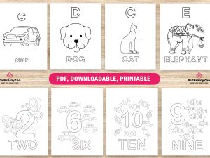 72 ABC and 123 Coloring pages for Kids