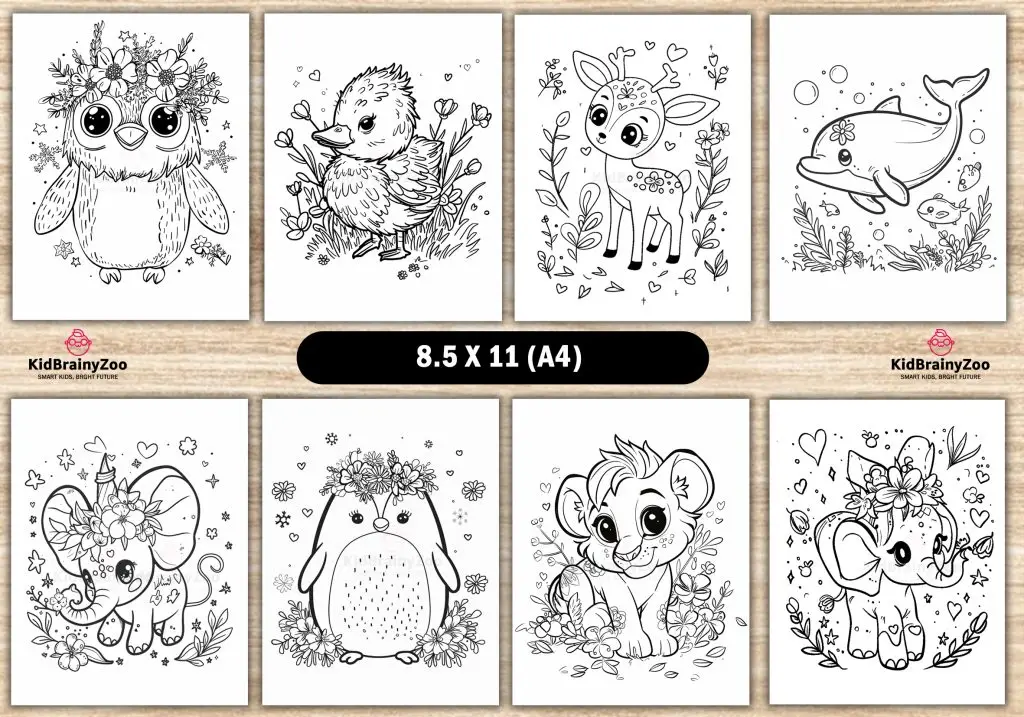 199 floral cute animal coloring pages for kids