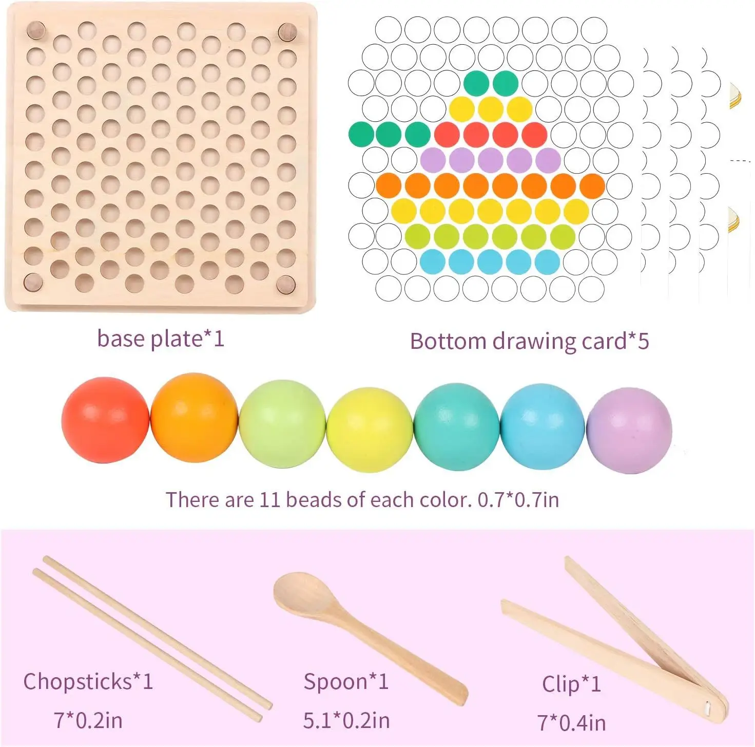 Wooden Peg Board Beads Game for Kids