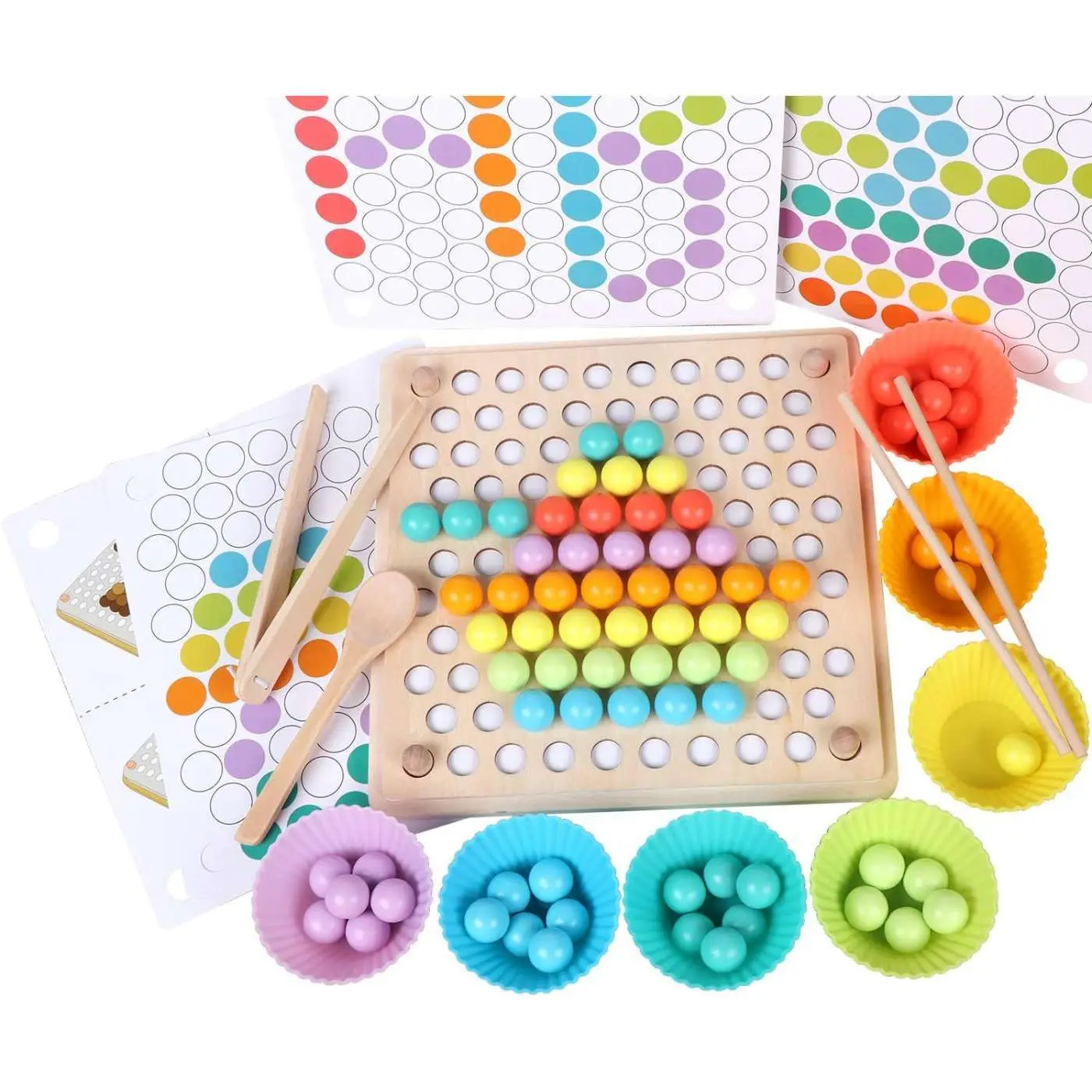 Wooden Peg Board Beads Game for Kids