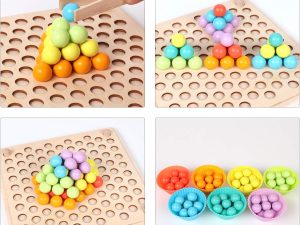 Wooden Peg Board Beads Game for Kids