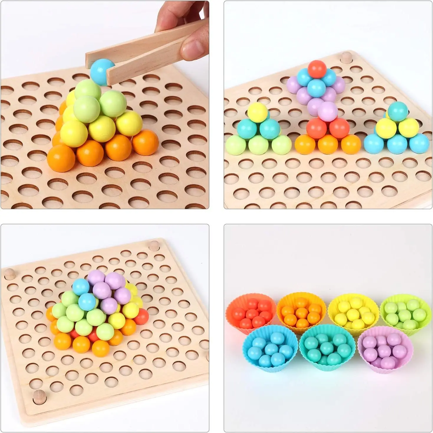 Wooden Peg Board Beads Game for Kids