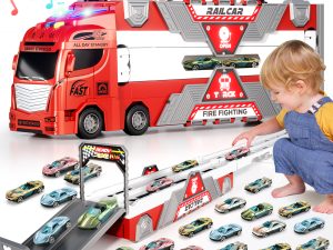 2026  Fire Truck Toys Car With Lights Sounds Music , Transport Truck Toys,Kids Birthday Toys