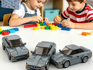 337PCS Gray Classic Sports Car Building Blocks, Retro Coupe Vehicle Model Kit Toy For Kids And Adults,Collectible Car Gift