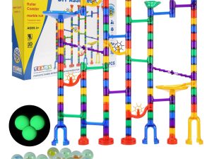 Marble Run Set, 150 Piece Marble Maze Building Block Brain Game, With 10 Glow In The Dark Marbles + 40 Glass Marbles, Educational Learning Race Track STEM Toys, For Kids, Boys, Girls Ages 3 +