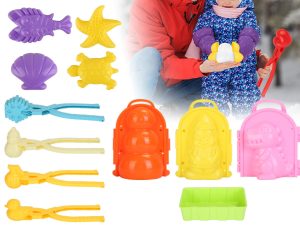Set Of 15Pcs Winter Snowball Tool Kit Kids Snow Molds Outdoor Snow Beach Toys For Kids Toddlers Adults Snowman Snowflake Duck Dinosaur