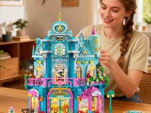 Castle Dairy Bakery Store Building Set With Light, City Dairy House Building Block Toy With Milk Cake Bread, Home Decor Construction Model Kit For Adults Teens Kids Boys Girls Ages